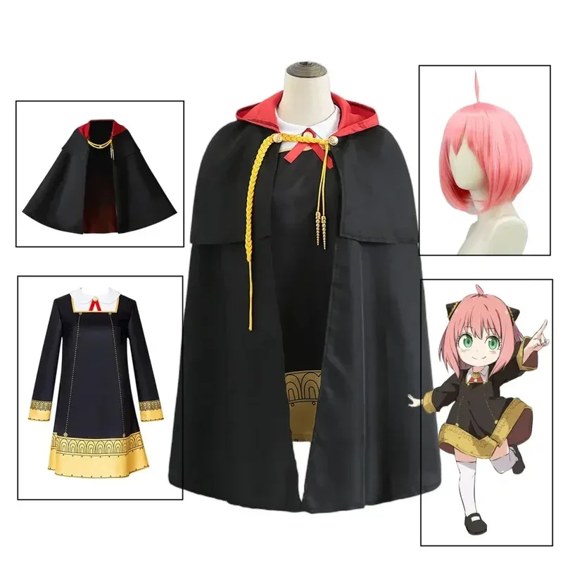 Anime SPY X FAMILY Anya Forger Vestido Preto Uniforme Fantasia Cosplay om [8