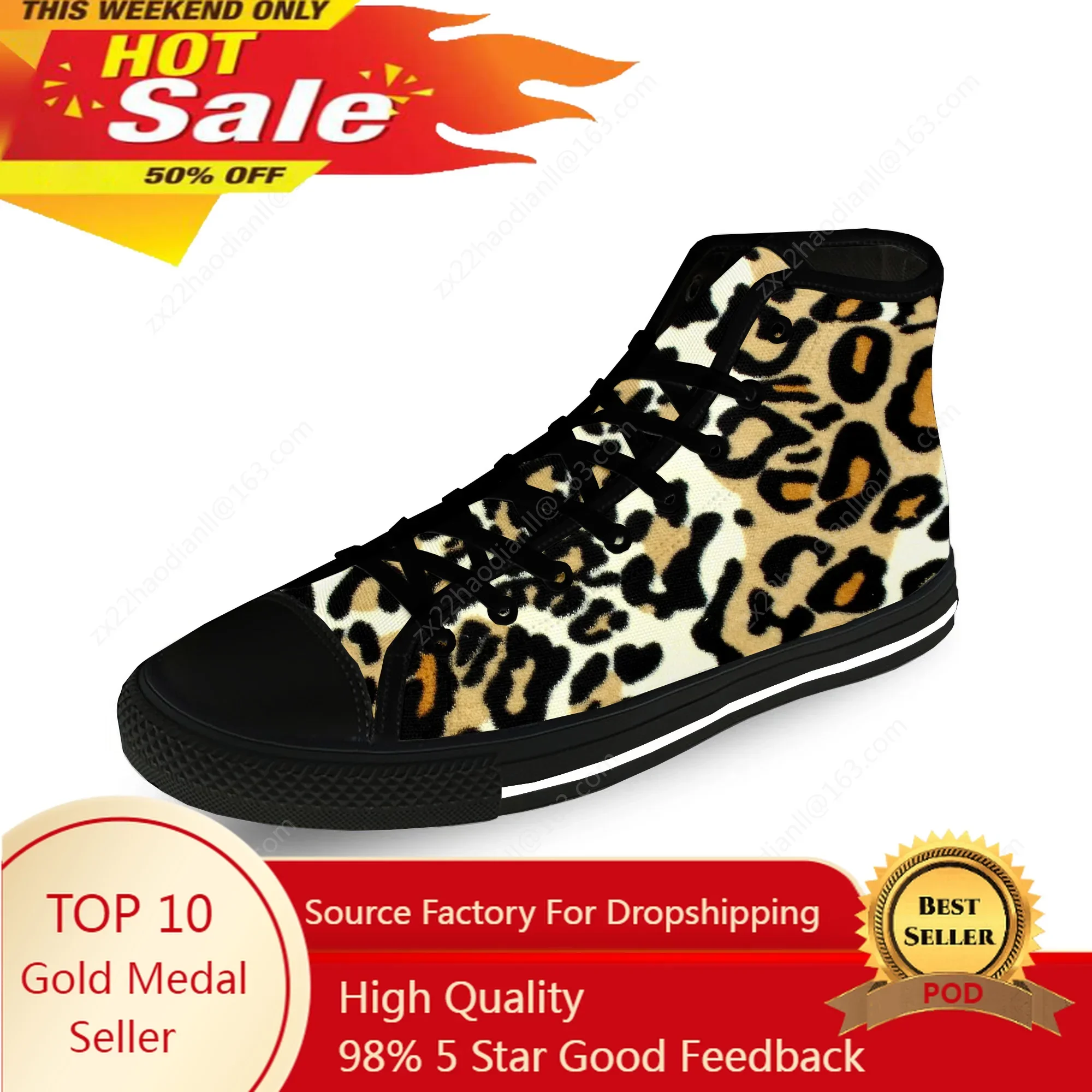 Leopard Print Pattern Aesthetic Casual Cloth Fashion 3D Print High Top Canvas Shoes Men Women Lightweight Breathable Sneakers