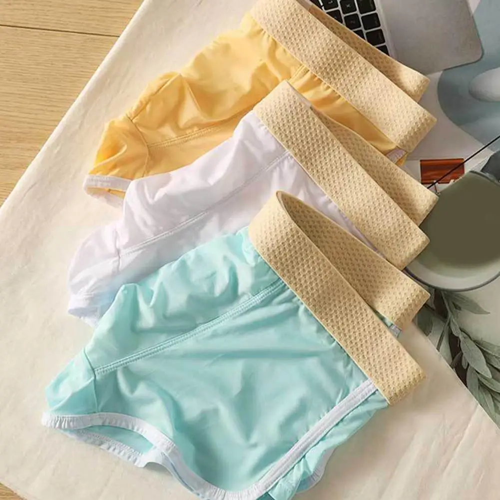 

Нижнее белье из ледяного шелка, дышащие трусы с мешочком, боксеры в классическом стиле для активного образа, трусы одного цвета, эластичный пояс