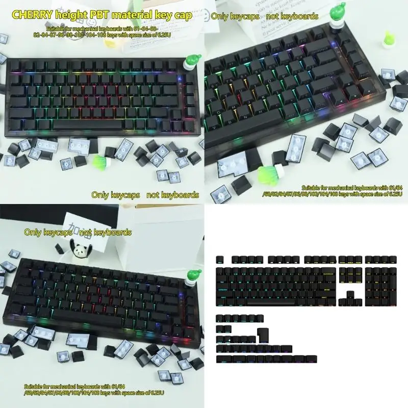 R53C Side Printing 140-Key Keycap Set Featuring Double Shot Through and Ergonomic for Mechanical Keyboards