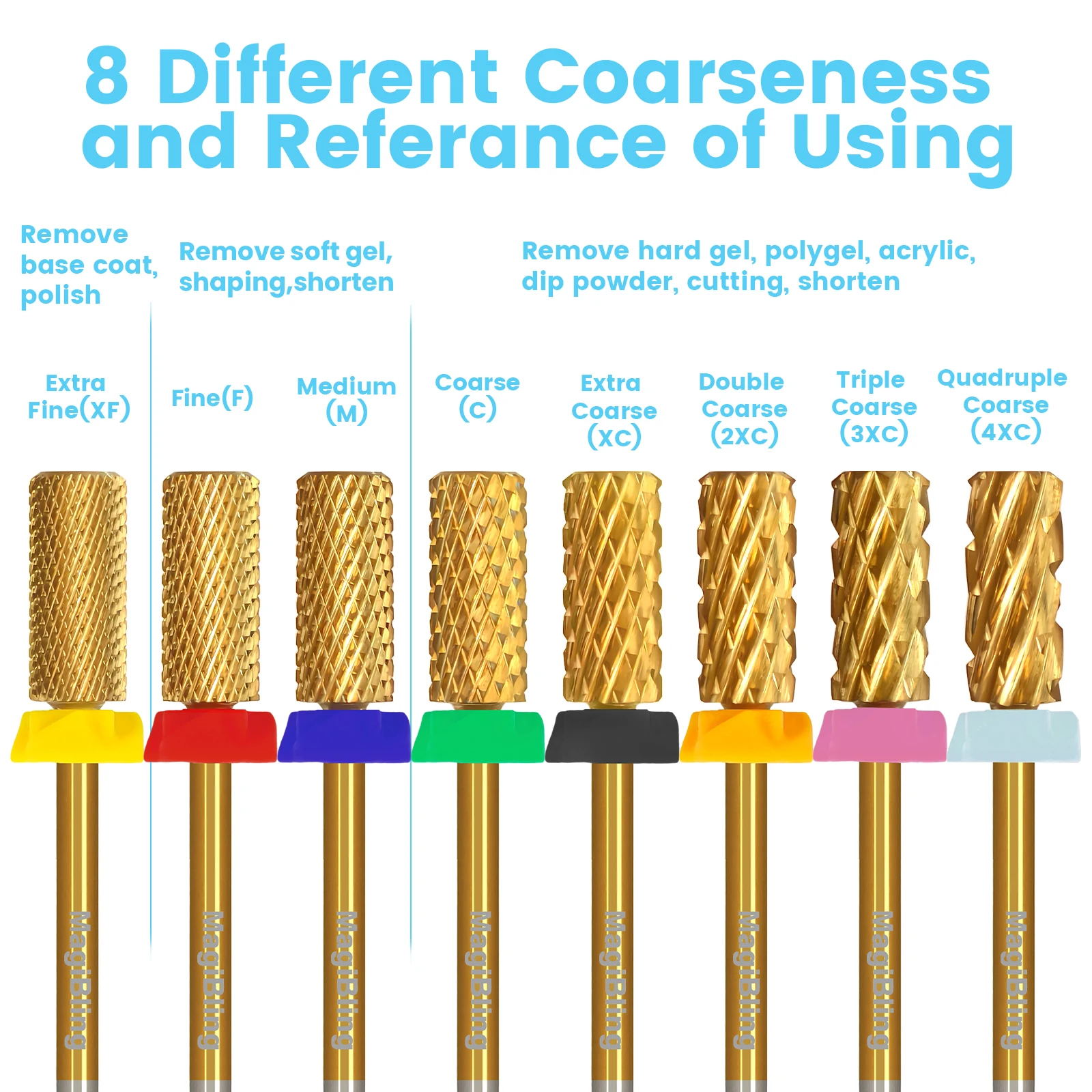 MagiBling Punte da trapano per unghie Super Cut Punta professionale in metallo duro per strumenti per manicure per rimozione lucidatura gel duro per destrimani 3/32''