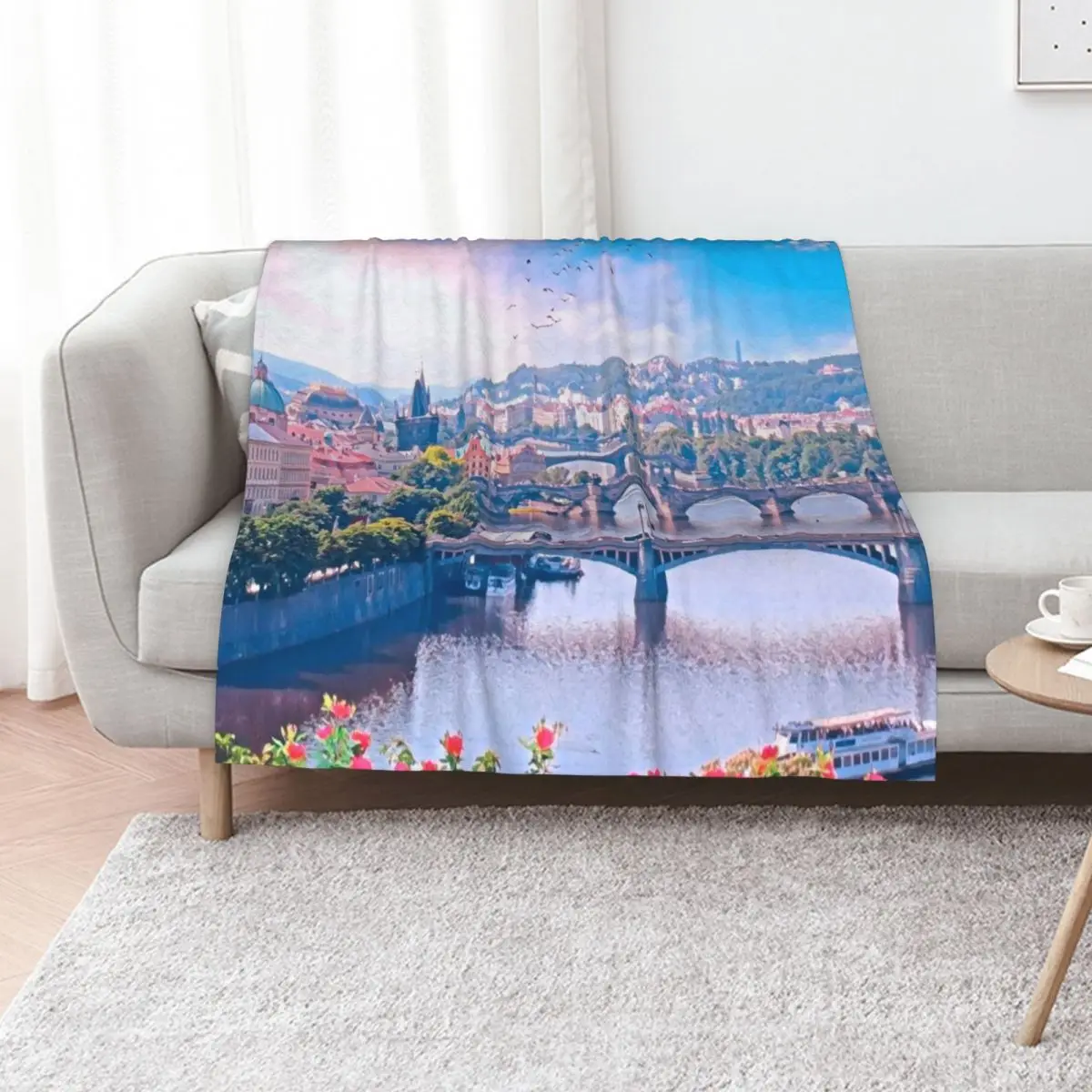 Prague Cityscape Czech Republic Throw Blanket heavy to sleep Camping Luxury Throw Vintage Tourist Luxury Blankets