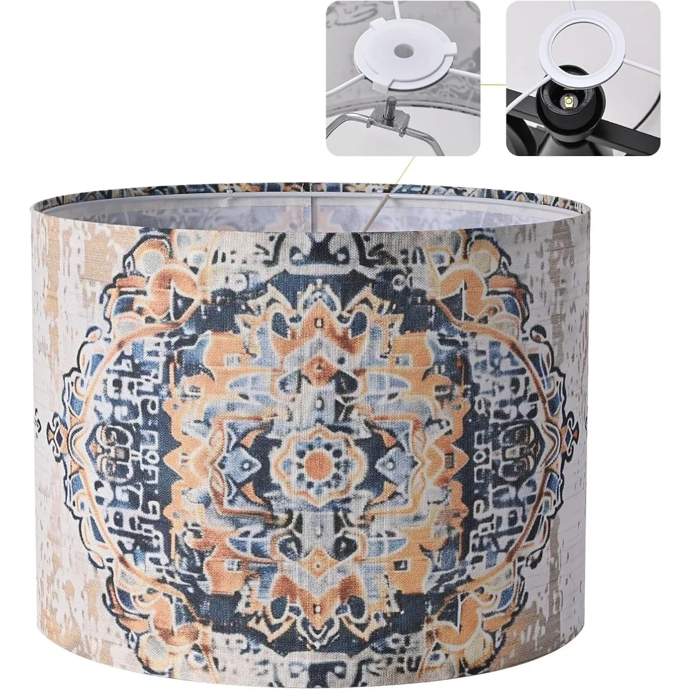 

Тканевые круглые барабанные абажуры, 13x13x10 дюймов, марокканская решетка, абажур в стиле бохо, подходит для паука, абажуры для фермерского дома для стола