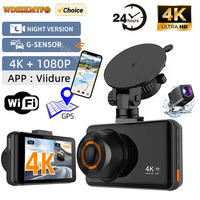4K Car Dvr WIFI GPS Dash Cam for Car UHD Car Video Recorder Dual Front and Rear View Camera 24h Park Monitoring Black Box