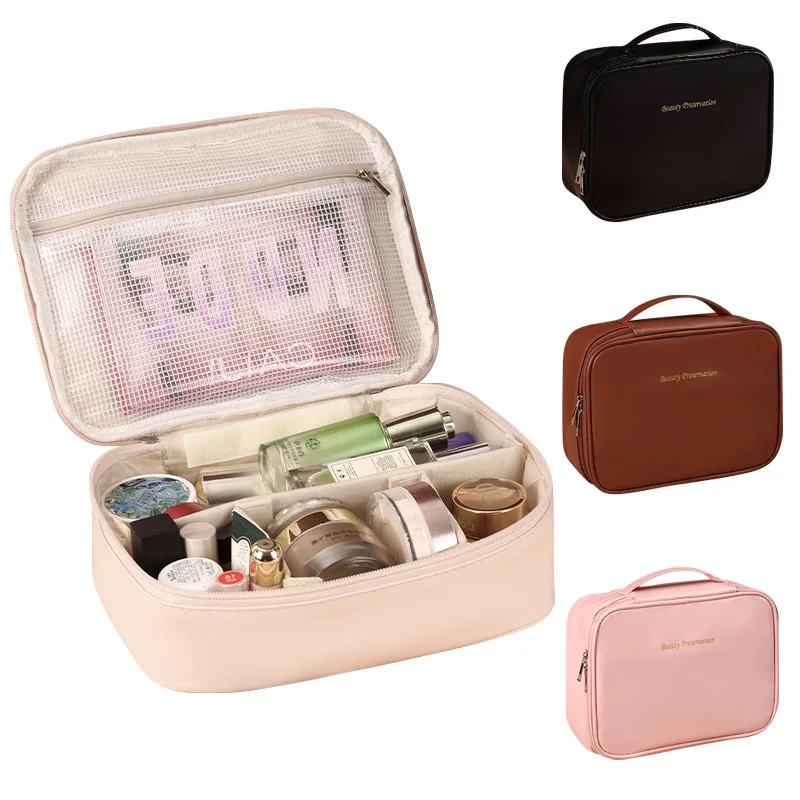 Kosmetiktasche, große Kapazität, tragbare Aufbewahrungstasche, luxuriöser Kosmetik-Organizer, perfektes Geschenk für Mutter, Freundin, Reiseutensilien