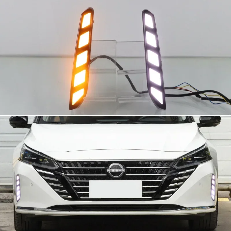 

Car Daytime Running Lights For Nissan Teana 2022 2023 12V LED Daylights Yellow Turn Signal DRL Auto Stylish Fog Lamp