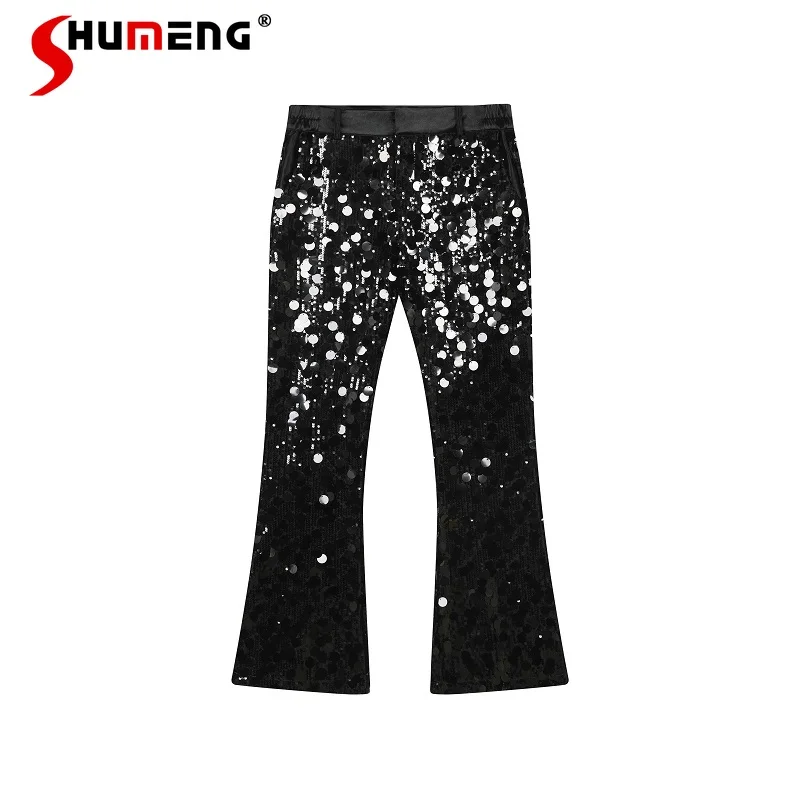 

Men's 2025 Autumn New Trendy Personality Sequin Straight Flared Pants Loose Comfort Long Pants Stylish Blingbling Chic Trousers