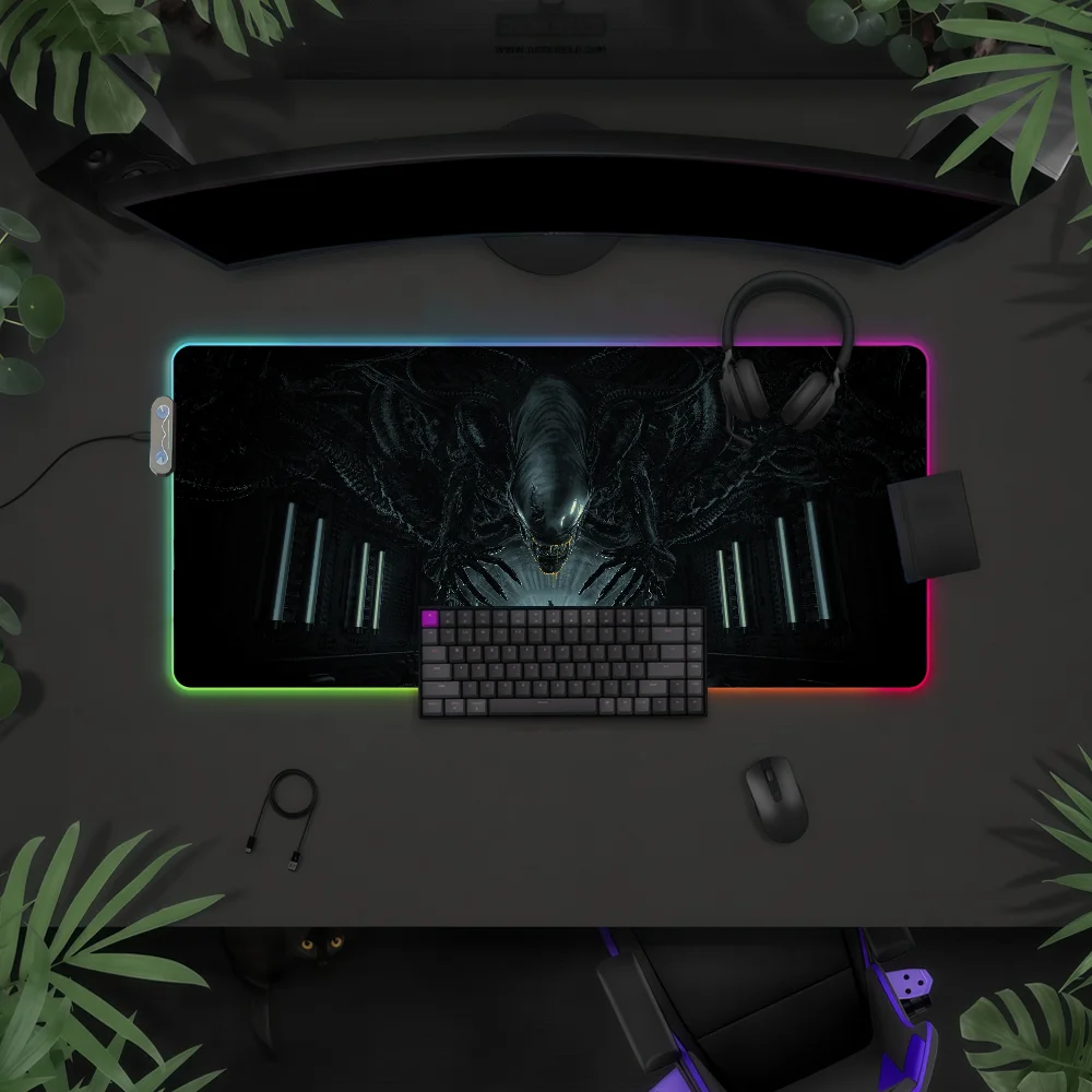 Movie A-alien-S Mouse Pad RGB LED Light Colorful Game Keyboard Non-slip Cover Desk-mat Surface Waterproof