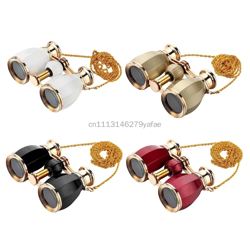 Portable Mini Binoculars 4X30 Opera Glasses Binoculars with Chain Perfect for Theater and Music Lovers Live Performances