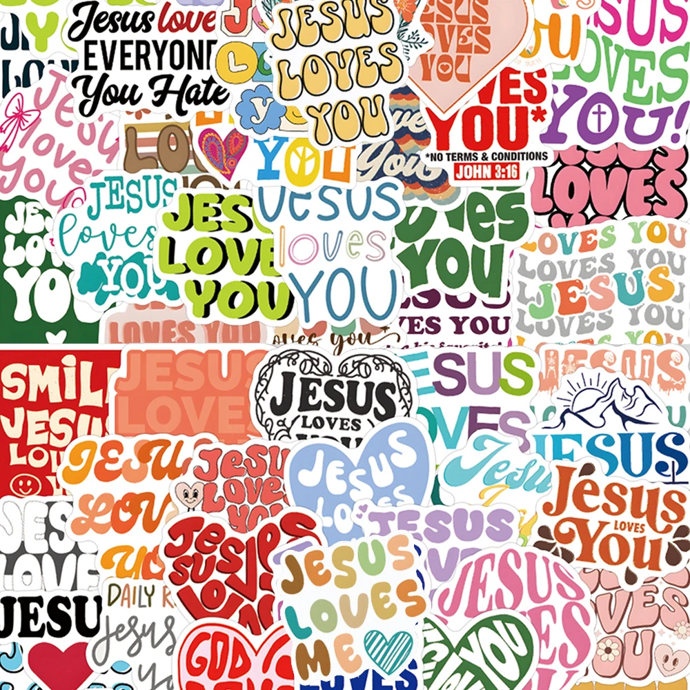 

10/30/55/110pcs Motivational Phrases Bible Graffiti Stickers Jesus Loves You Christian Decals Scrapbook Phone Diary Sticker Pack