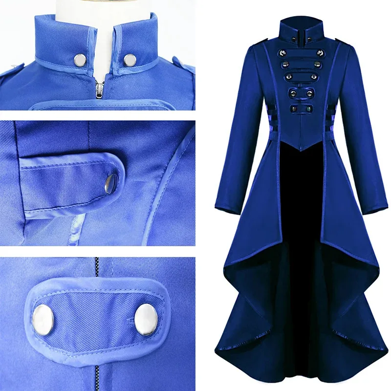 플러스 사이즈 고딕 스팀펑크 버튼 레이스 코스프레 코르셋 할로윈 의상 테일코트 재킷 가을 겨울 코트 성인용