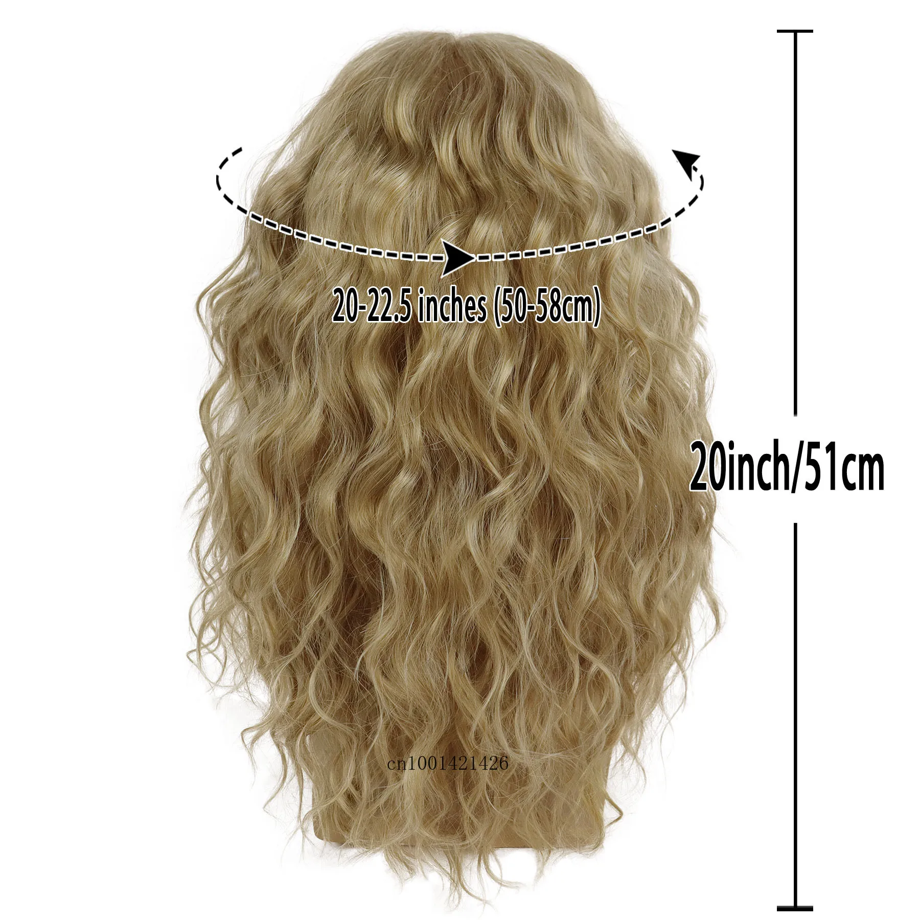 Synthetic Male Wig Natural Curly Blonde Color Man Wig with Bangs Water Wave Daily or Cosplay Adjustable Man Hair Wig 20 Inches