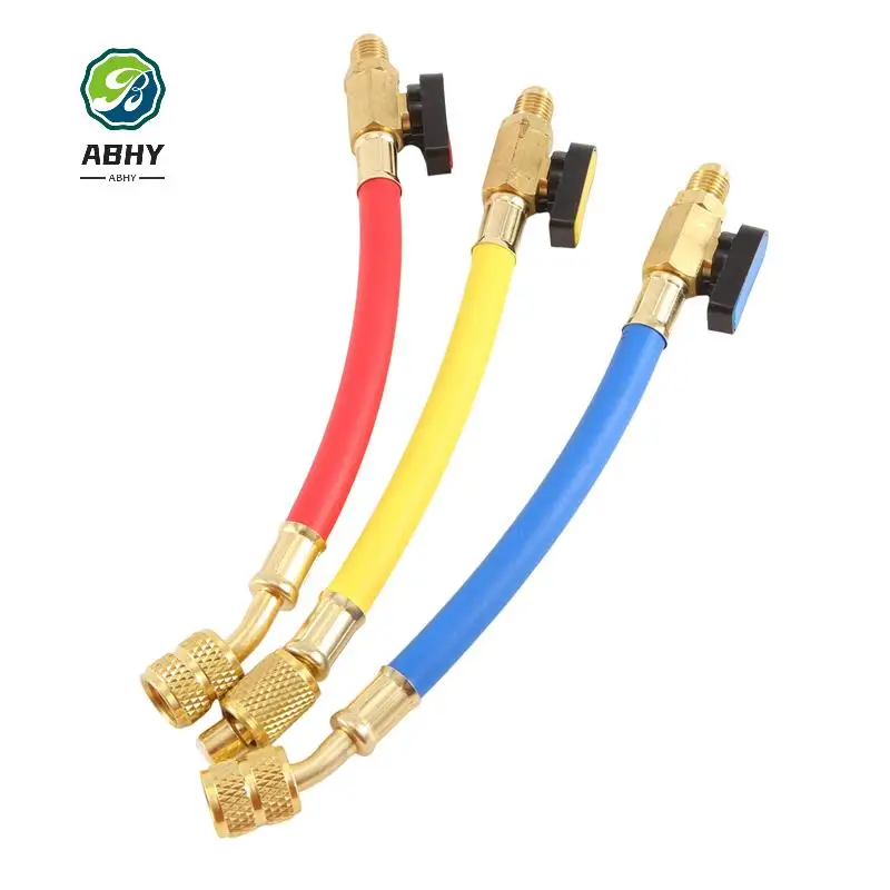

ABHY-R134A R410 R22 PSI Набор манометров для зарядки кондиционера Шланг для заправки холодильного оборудования HVAC Шланги для хладагента с шаровым клапаном