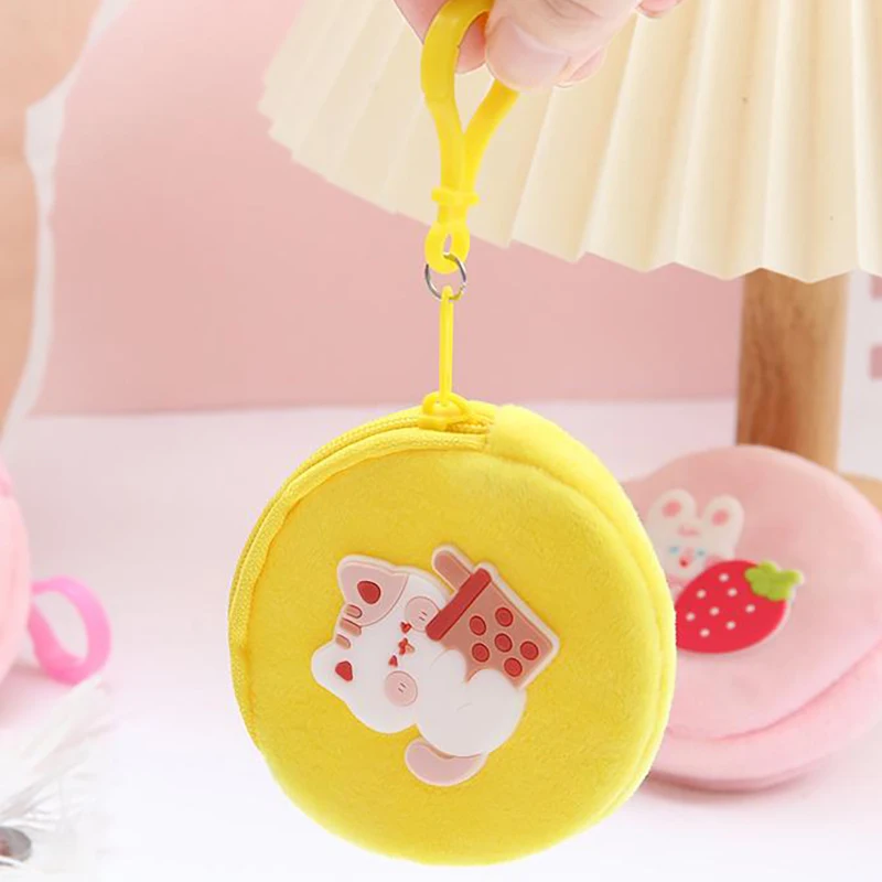 New Cute Cartoon Plush Cat Rabbit Coin Purse Cute Animal Bear Frog Plush Earphone Bag Wallet Pendant Doll Children's Gifts