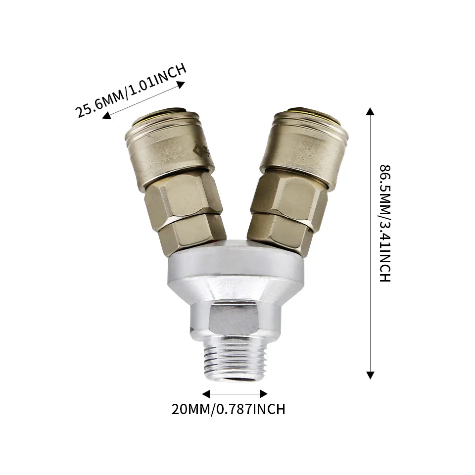 

One Piece, Pearl Nickel Self-Locking Connector, Industrial Grade, Two-Way External Thread, 4-Point (½) External Thread, Pneumatic Quick Connector, Air Compressor Diverter Connector, Anti-Leakage Accessories for Automotive Repair Equipment Assembly Lines, 