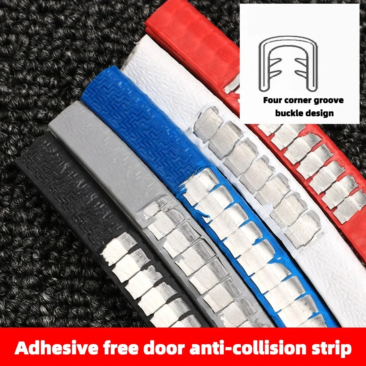 5 Meters U-shaped Car Door Anti-collision Strip, Universal Side Seal Protection Trim with Built-in Steel Plate