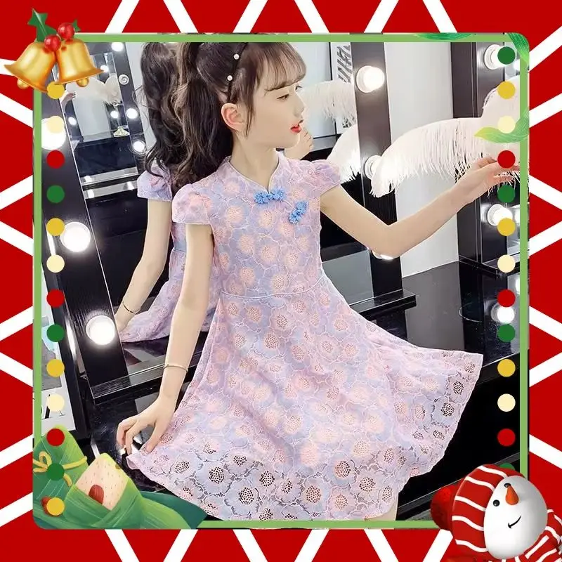 

Новое летнее платье принцессы Hanfu для девочек, Cheongsam, праздничное студенческое модное платье в китайском стиле для девочек 12 лет, платья для девочек для детей