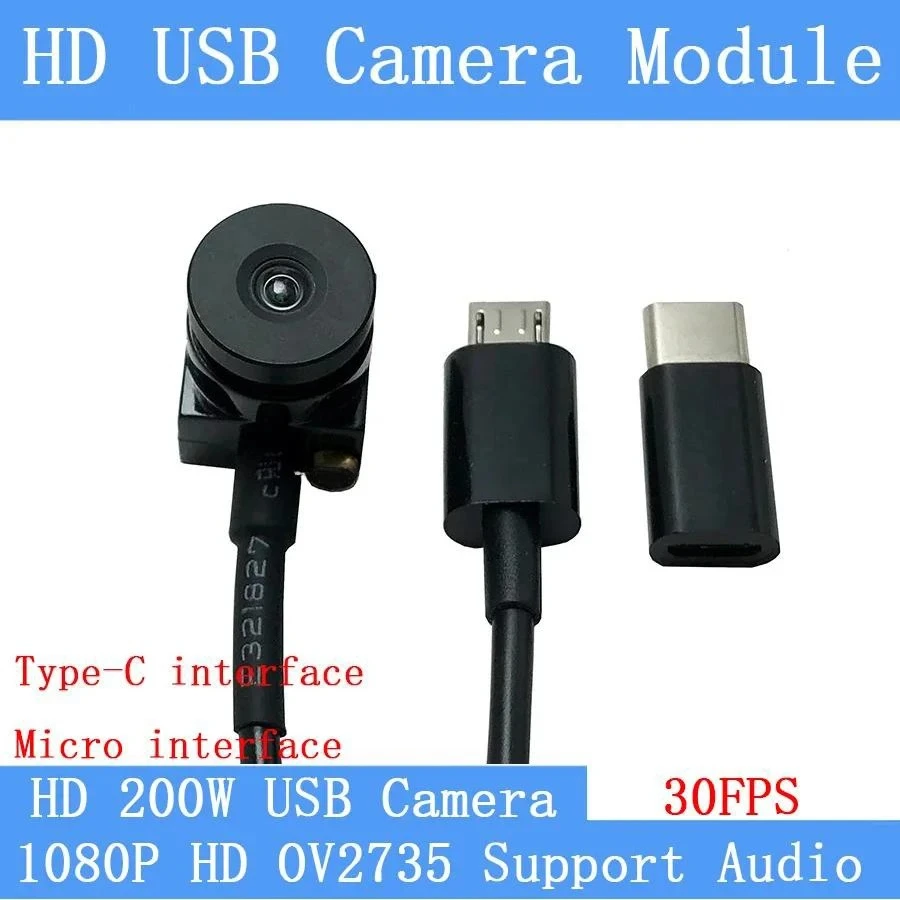 2MP Zero Distortion 90° Type-c Android Interface Camera 1080P Full Hd MJPEG 30FPS High Speed Linux UVC Mini USB Camera Module