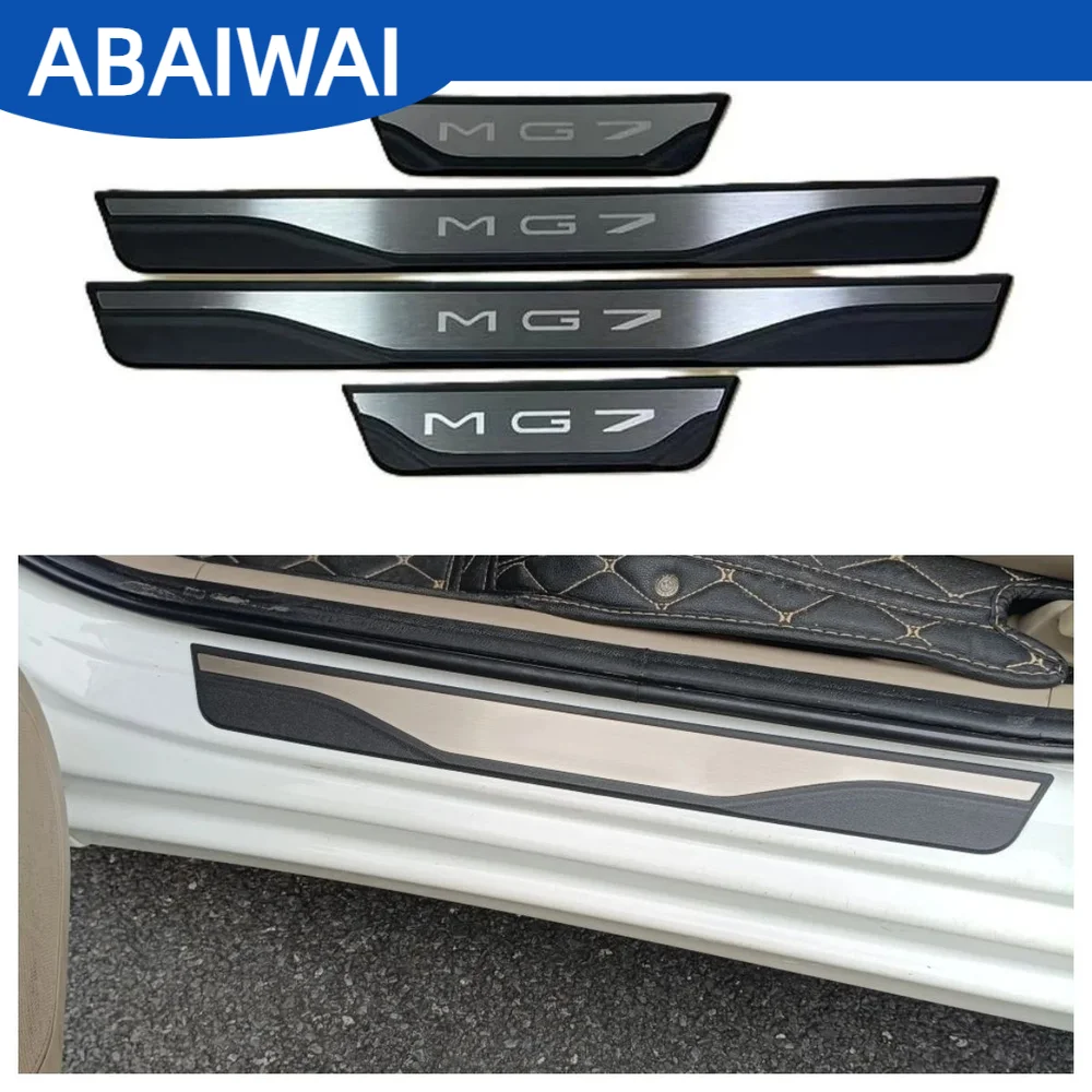 4pcs/set For Mg 7 Mg7 2027 2026 2025 2024 2023 Car Scuff Plate Trim Threshold Kick Pad Protector LOGO Abs Plastic Non-slip Parts