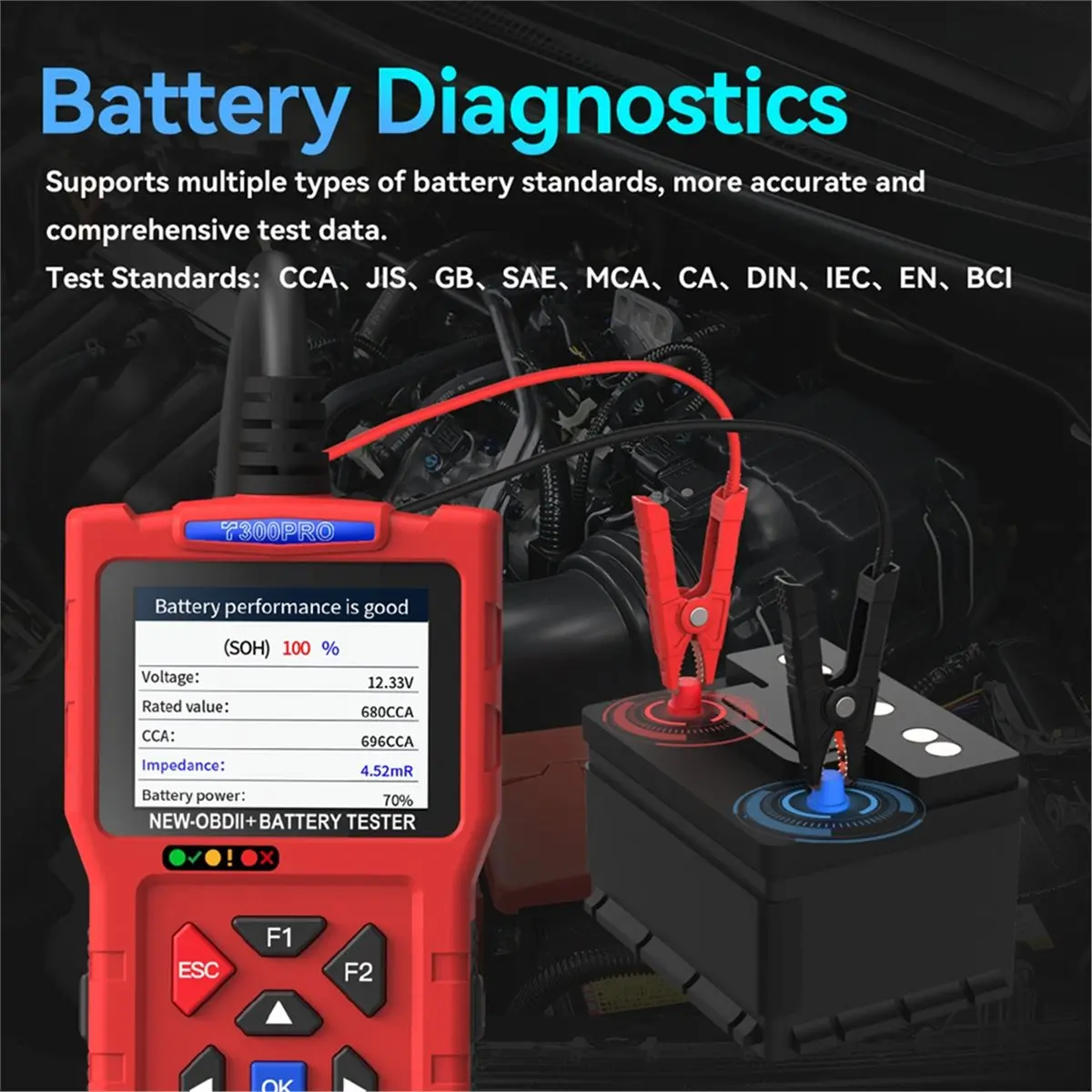 A1884P ~Car Scanner and Battery Tester 12v 24v Automotive Car Battery Tester and Check OBD2 Engine Code Reader