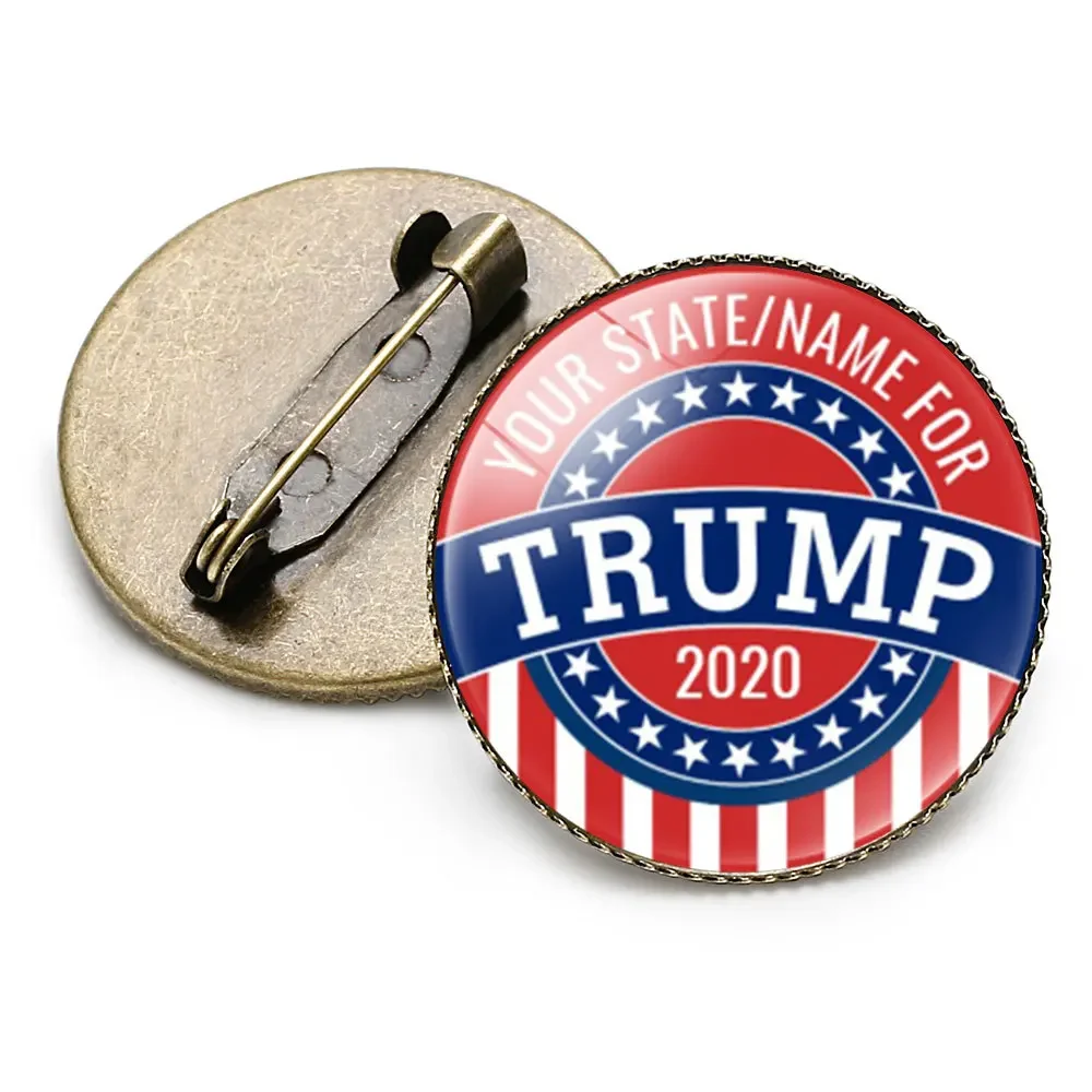 

Personalized US presidential election badge Donald Trump brooch Pin Trump time gem badge Button for supporter collection Custom