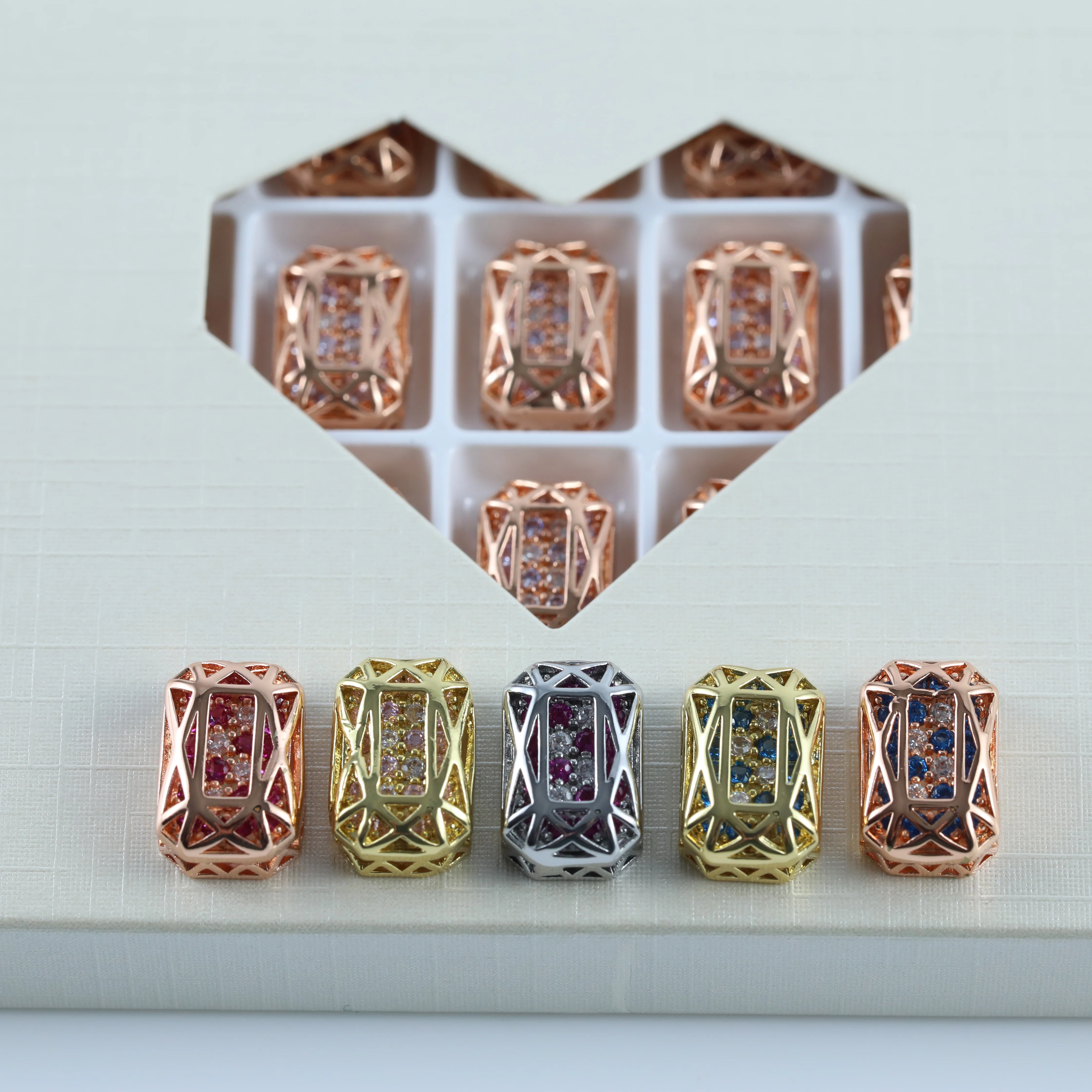 Oktagonale Rechteckige Krallen-Strasssteine, Drill Cube Serie, Brillante Kristalle, DIY-Schmuckzubehör für Taschen, Schuhe, Hochzeitskleider – Detail 4