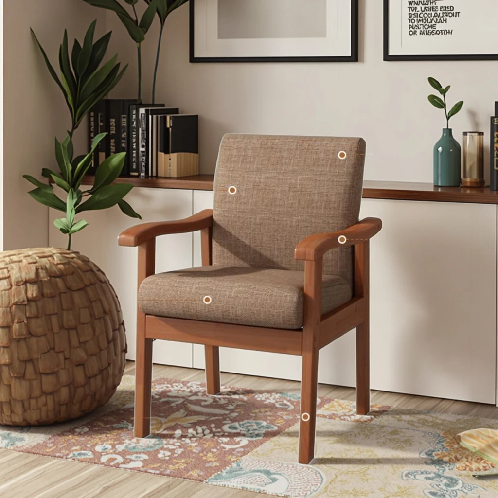 كرسي أريكة فردي من الخشب الصلب لغرفة المعيشة للاستخدام المنزلي الحديث مسند الظهر مكتب شرفة كرسي الترفيه للاعبين جونغ المسنين #2