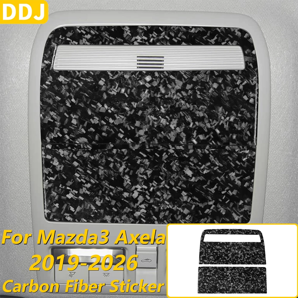 For Mazda 3 Axela 2019-2026 Forged Carbon Fiber Front Roof Glasses Case Panel Trim Cover Car Accessories Decoration Sticker