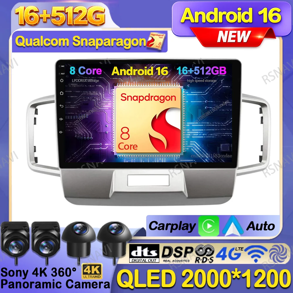 Android 16 Car Radio For Honda Freed Spike 2008 2009-2016 Carplay Stereo AI Voice Snapdragon Systems Autoradio DVD IPS WIFI+4G