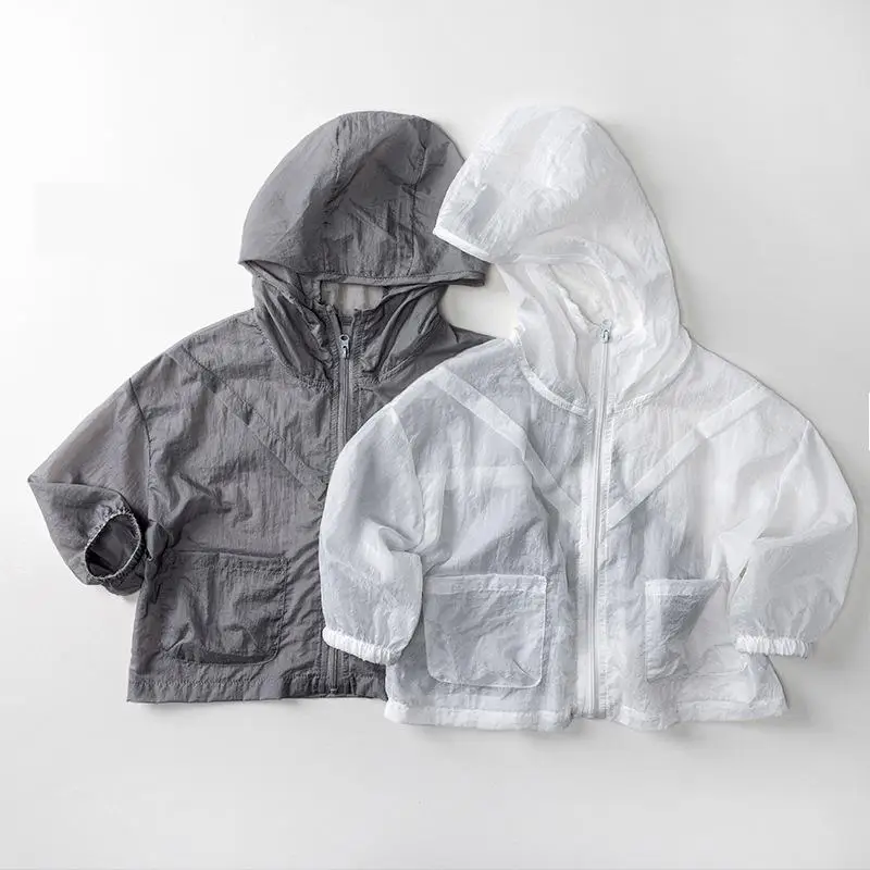 

2025 Summer New Children Long Sleeve Hooded Coat Girls Thin Sunscreen Jacket Boys Breathable Zipper Coat Kids Versatile Cardigan