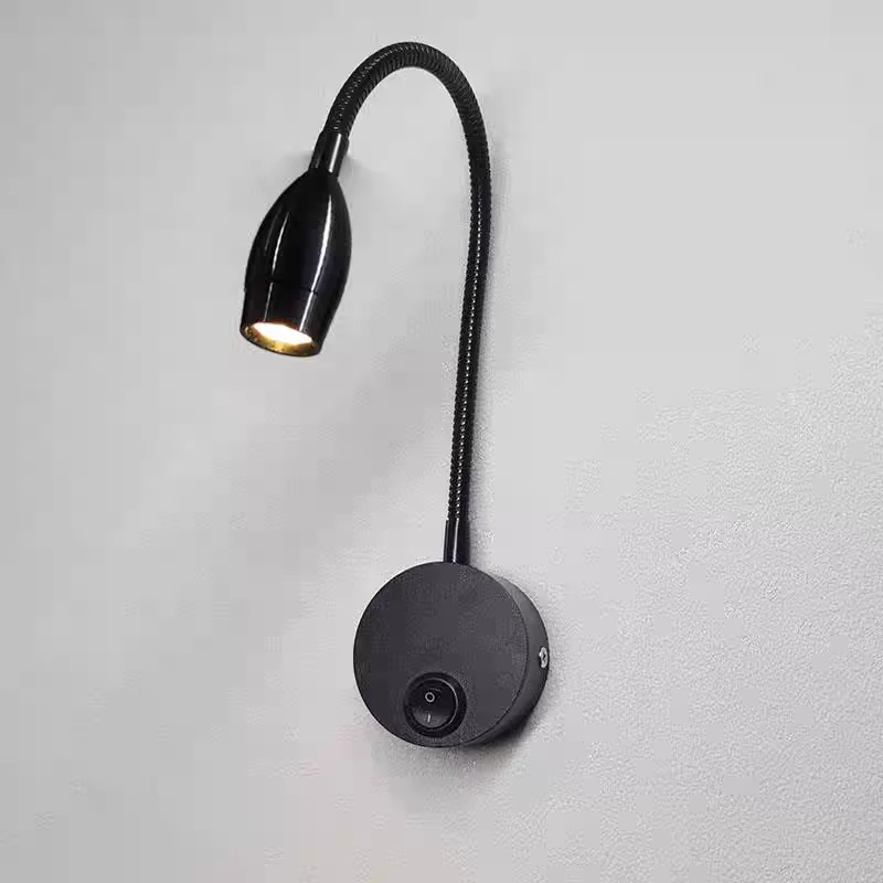 

LED Wall Lamps With Switch 3W AC90-260V Black Silver Bedroom Bedside Reading Light Direction Adjustable Indoor Lighting