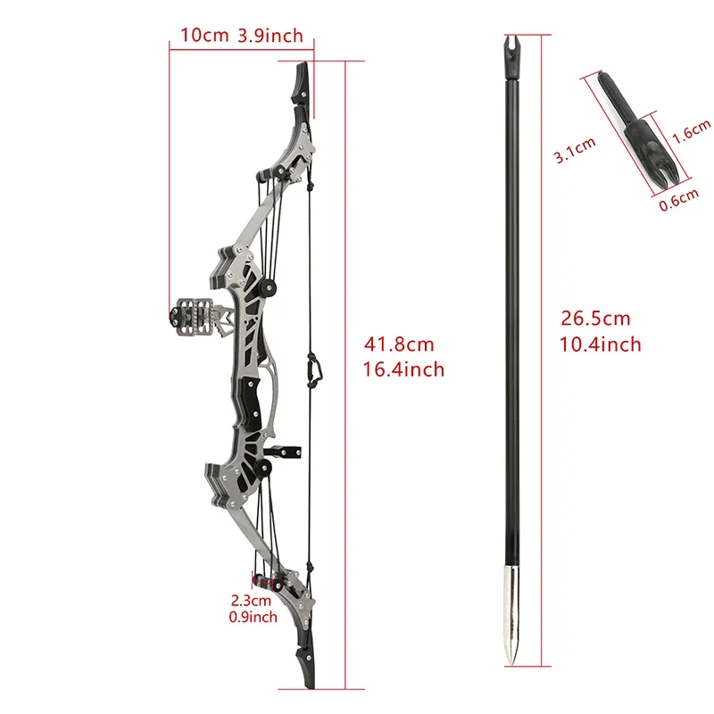 Archery Mini Compound Bow Set 16lbs Stainless Steel Bow Limbs 40-50meters Range 4/8pcs Arrow for Hunting Shooting Accessories