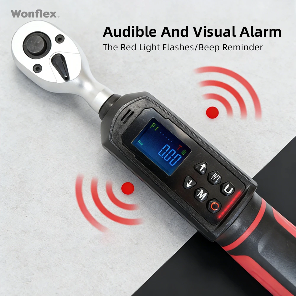 Adjustable Digital Torque Wrench 0.15-100 N.m 2% Electronic Torque Tool LCD Display Bidirectional Ratchet Heavy Duty