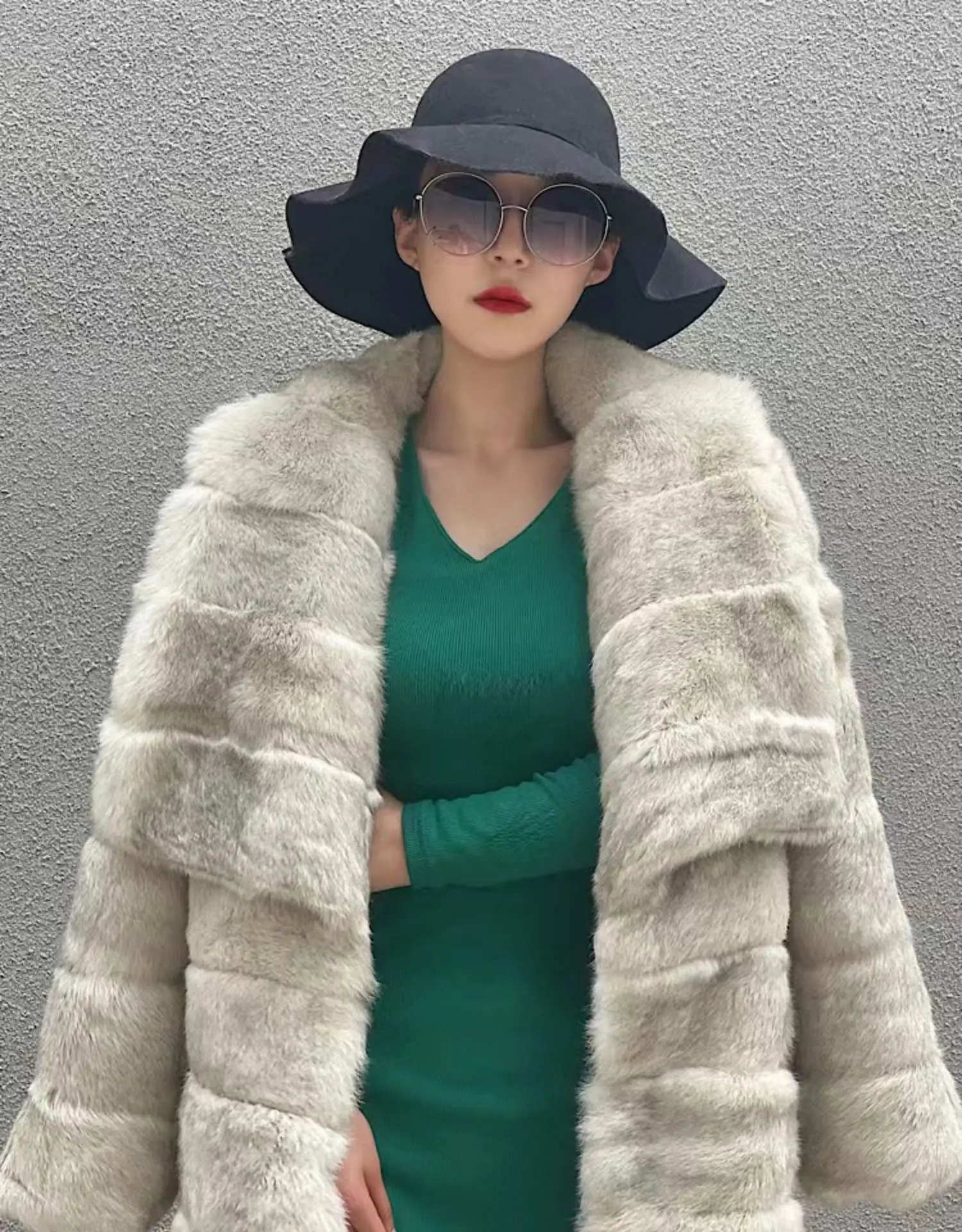 Furyoume 2024 New Winter Women X-long Genuine Rex Rabbit Fur Coat Full Sleeve Chinchilla Overcoat Gruba, ciepła, luksusowa kurtka