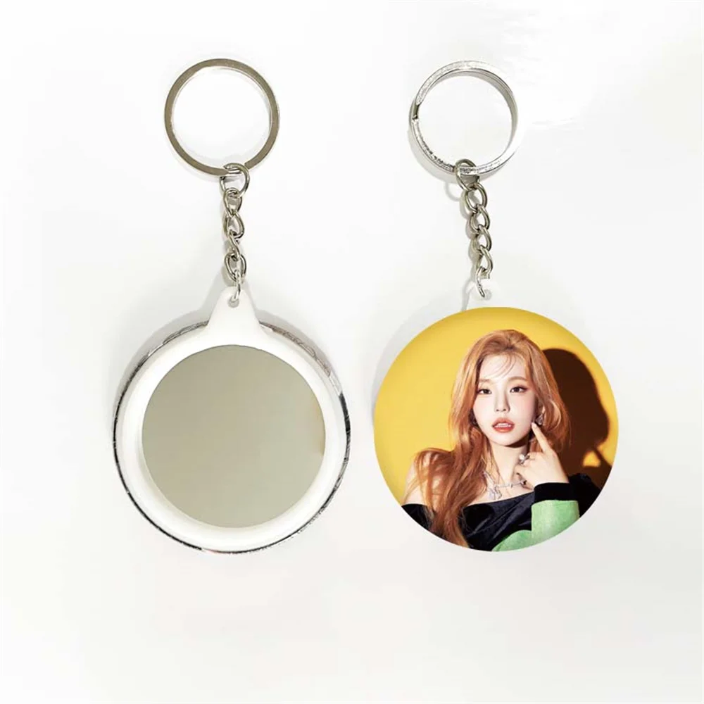 Kpop ITZY JAPAN 3rd Single Song Algorhythm Brooch 6CM Round Tinplate Badge Mirror Keychain Bag Accessories Pendant Key Ring Gift