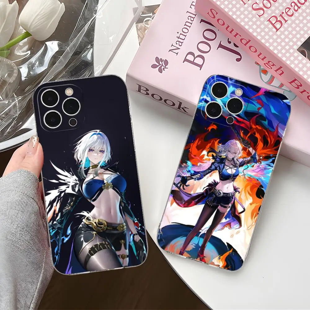 Wuthering Waves Galbrena جراب هاتف آيفون 16 15 14 13 12 11 X XR XS 8 6 Pro Max Plus غطاء صغير شفاف اللون غطاء فاخر