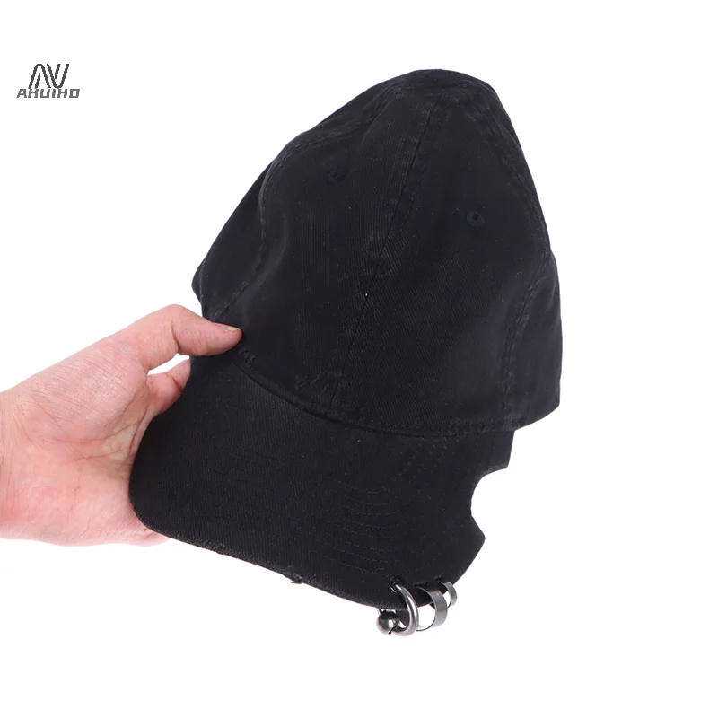 Fashion Vintage Baseball Cap With Iron Ring For Men Women Cap Duck Tongue Cap With Missing Horns Sunscreen Cap