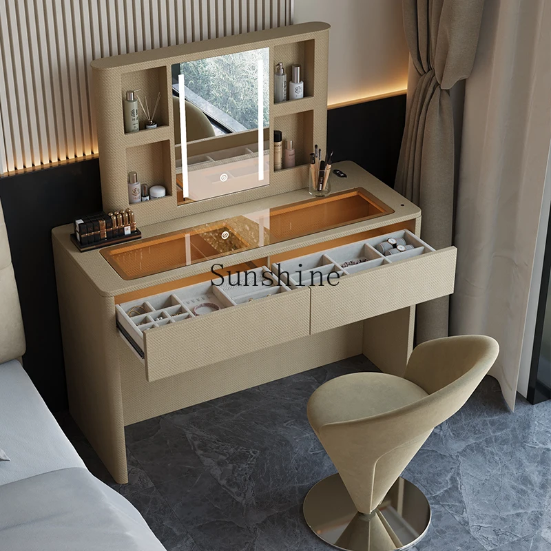 Italian light luxury dressing table intelligent liftable hidden mirror bedroom high-end solid wood