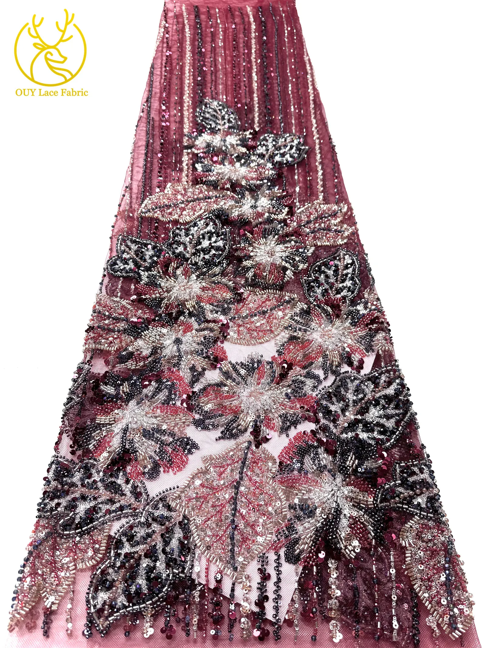 Haute Couture Afrikanischer Schwer Perlenverzierter Spitzenstoff 2026 Hochwertige Französische Pailletten-Spitze Nigerianischer Spitzenstoff für Party- und Hochzeitskleider – Detail 18