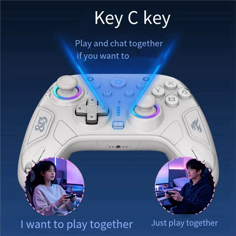 ABGN For Switch2 Wireless Game Controller Dual Motor Gyro Programmable Gamepad With RGB Light 9-Axis Gyroscope