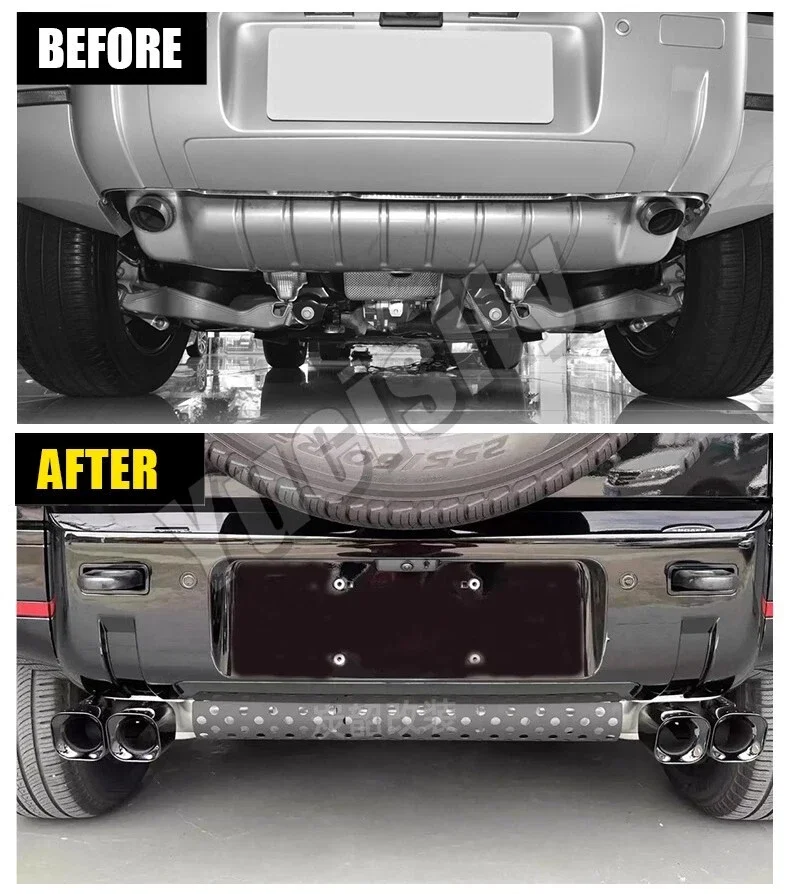 【Diesel Excl.】3PCS Tail Pipe Throat Dual Exhaust Accessories Fit For 2020-2026 LR Defender 110 130 90 2.0T
