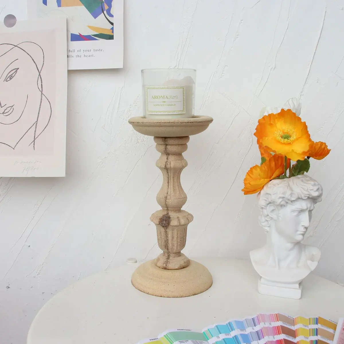 Furniture Candlestick Suit Nordic Style Lignin Embryo Retro Do Old Style Home Flower Arrangement