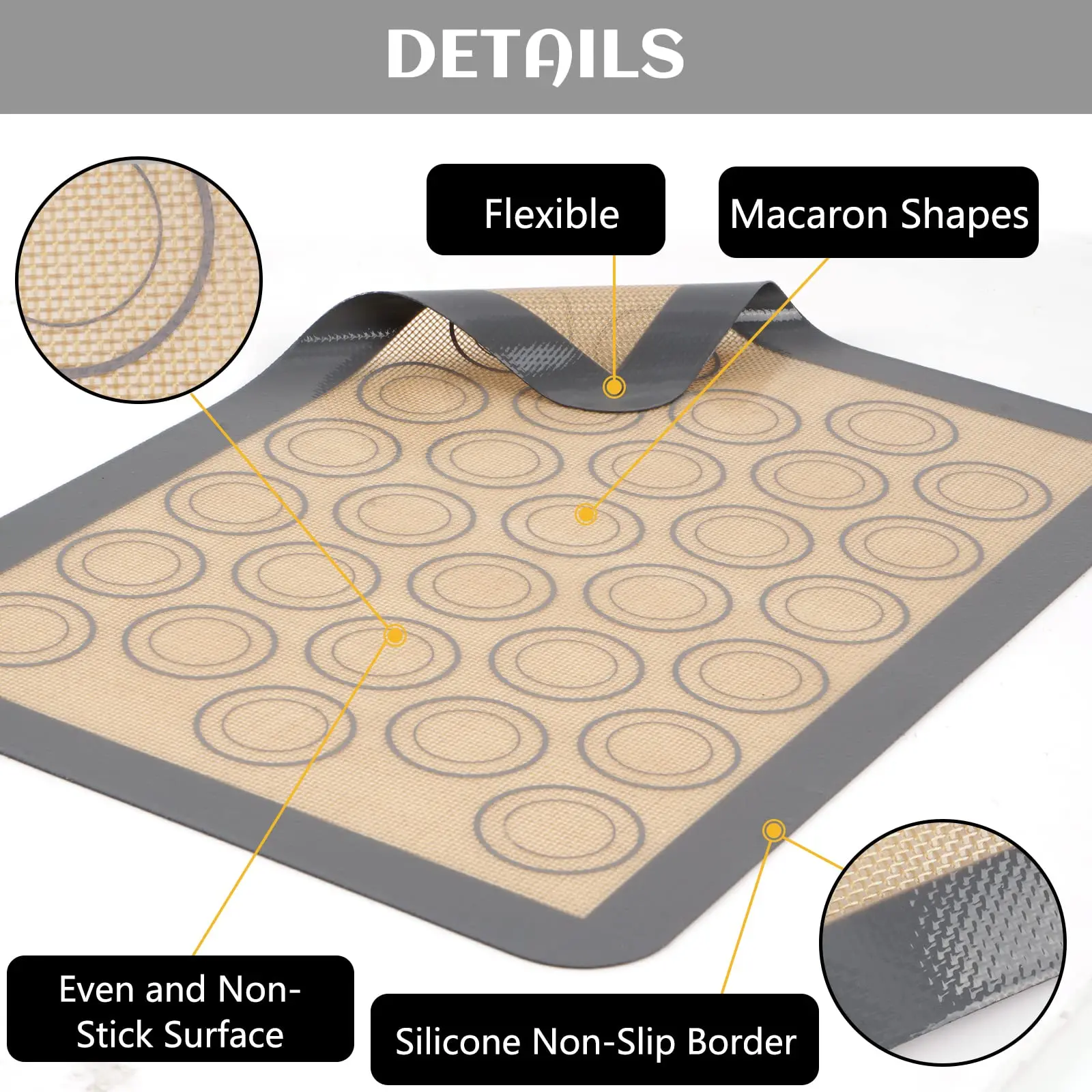 2 PCS Silicone Baking Mat, Food Safe Silicone Baking Sheet, Silicon Macaroon Baking Sheet Cookie Liner, Cake and Bread Making