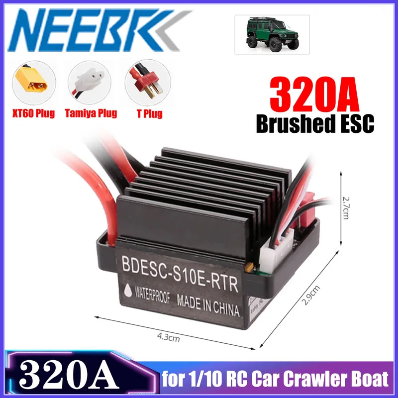 

NEEBRC 320A Brushed ESC 60A Electronic Speed Controller Tamiya/T/XT60 Plug 2-3S for 1/10 RC Car Truck Crawler Motor Axial Parts
