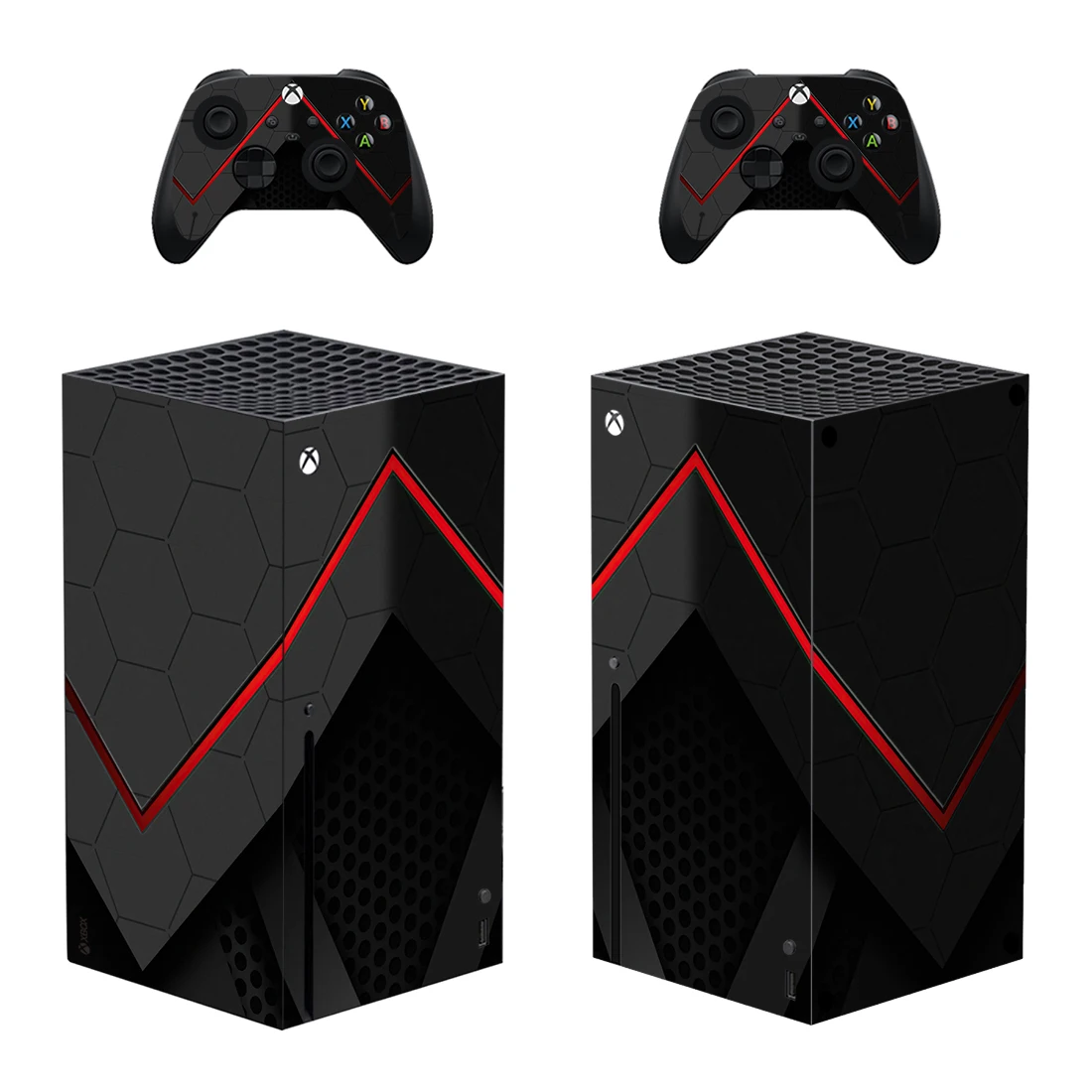 Geometric Red Style Xbox Series X Skin Sticker for Console & 2 Controllers Decal Vinyl Protective Skins Style 1