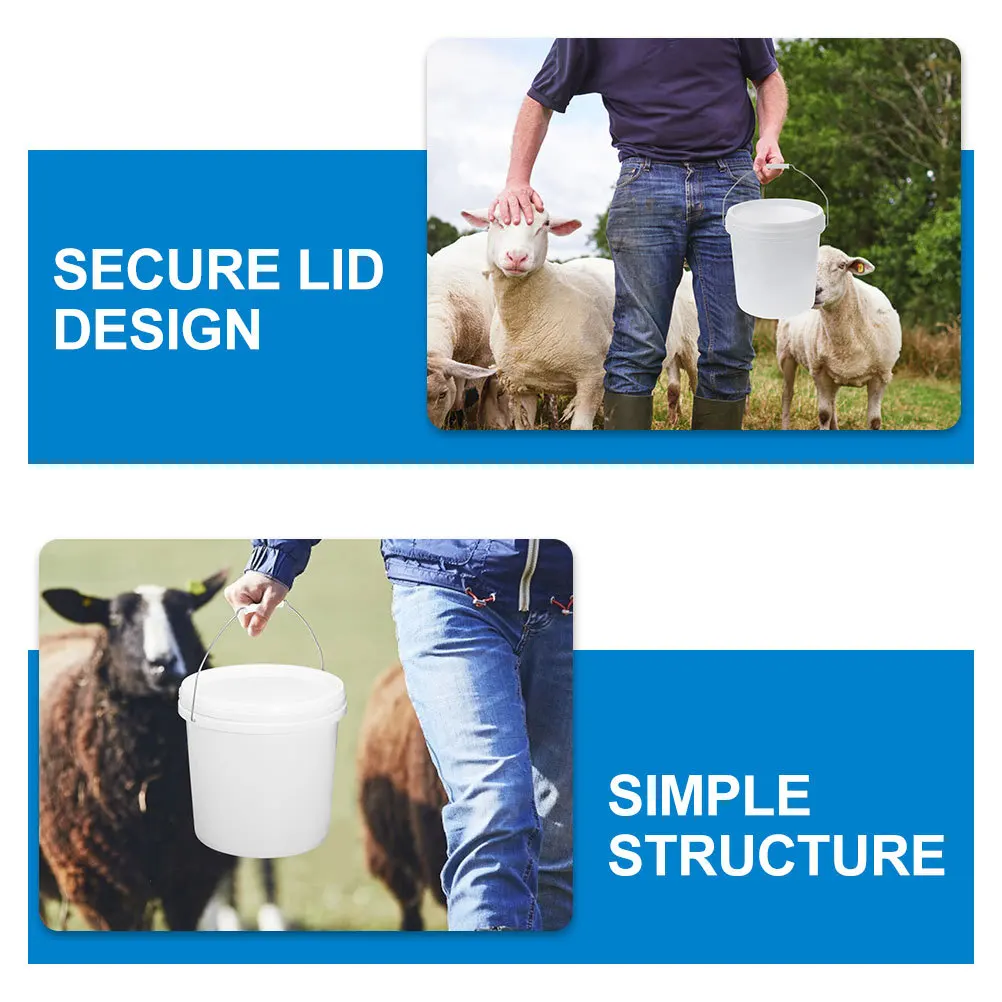 

2Pcs Multi-Functional Paint Buckets Secure Lid Round 10L Bucket for Painting Storage Portable Mix Buckets Round Bucket