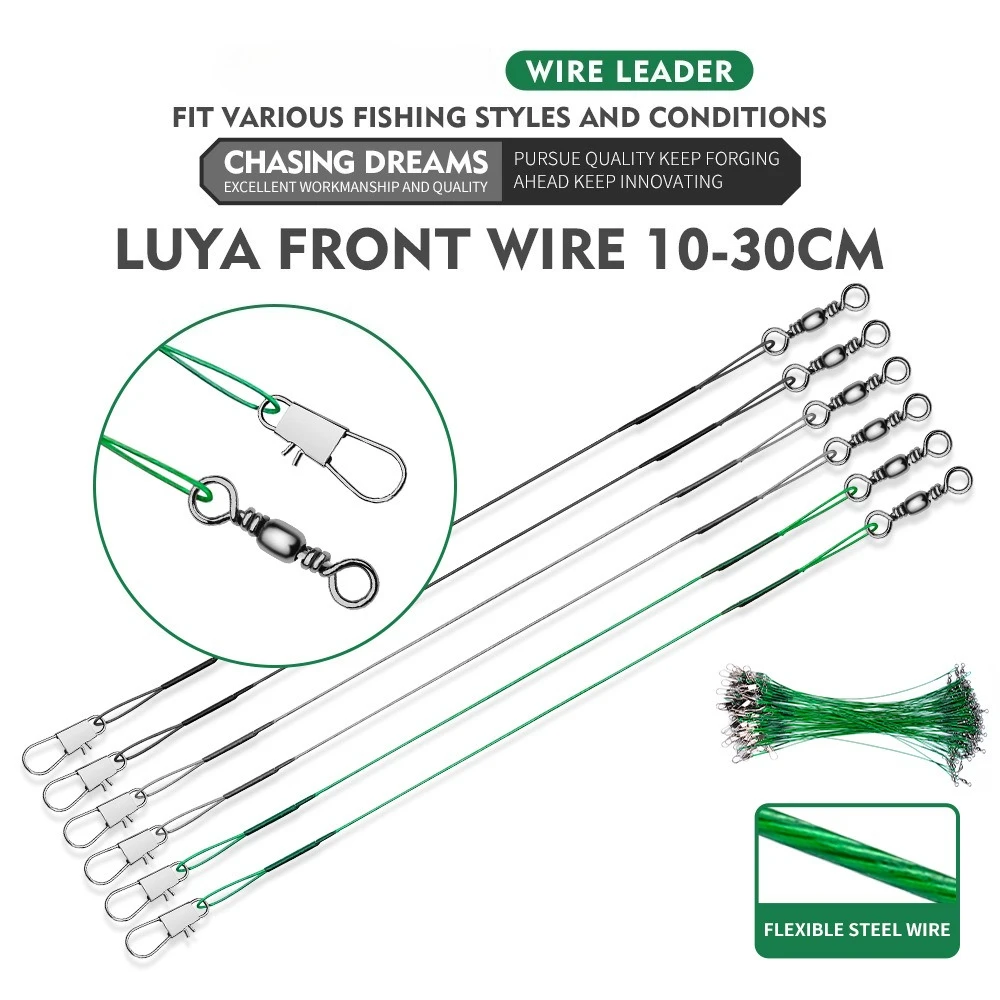 5PCS Fishing Wire Leader with Swivel and Pins Saltwater Lure Fishing Accessories Steel Bite Proof Line - Image 2