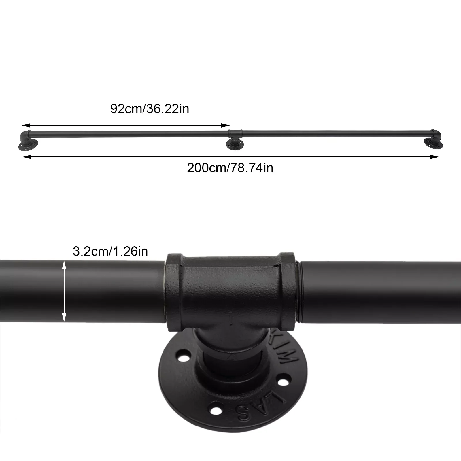 6.6FT ท่อบันได Handrail บันได Handrail ในร่มกลางแจ้งบันไดสําหรับ Wall Mount ราวบันไดโมเดิร์น