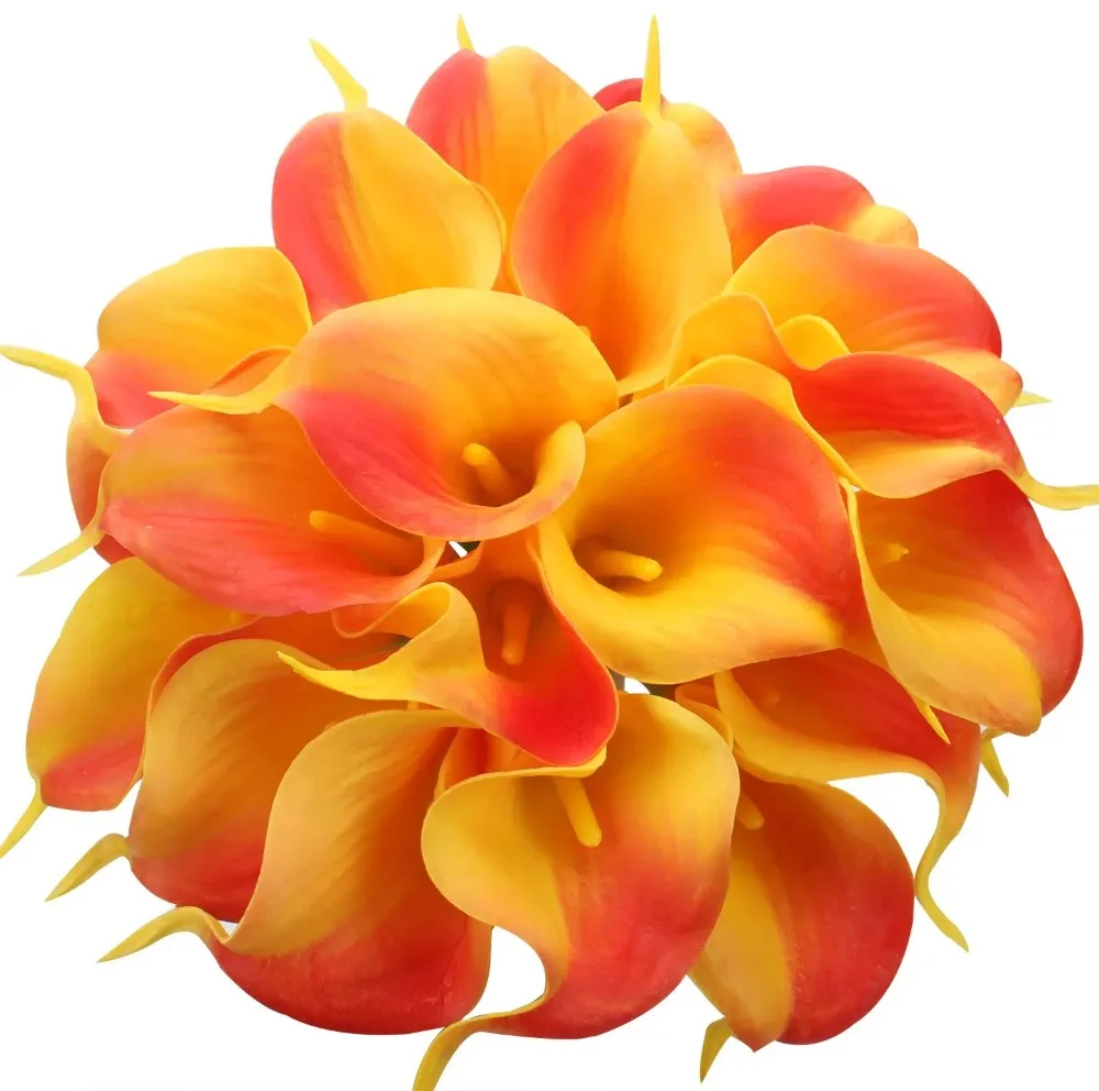 10 Stück weiße Calla-Lilien, künstliche Blumen für Braut, Hochzeitsstrauß, fühlt sich echt an, PU-Calla-Fälschungsblumen, für Zuhause, Schlafzimmer, Tischdekoration – Detail 14