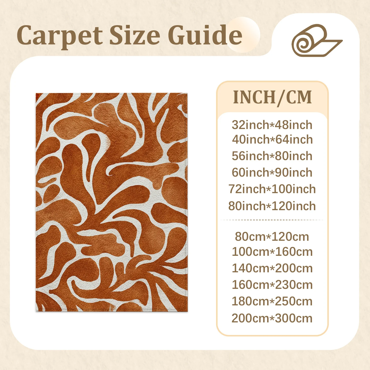 Large Indoor Area Rug, Soft Velvet Low Pile Floor Rug with Non-Slip Dotted Backing, Machine Washable Warm Terracotta Abstract Organic Pattern for Living Room, Bedroom, Entryway